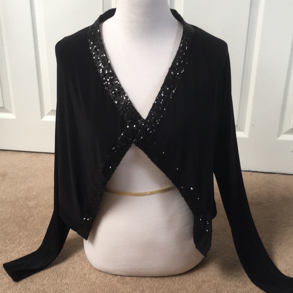 Pretty Jones New Your Black with Sequin Trim Shrug